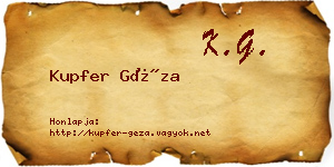 Kupfer Géza névjegykártya